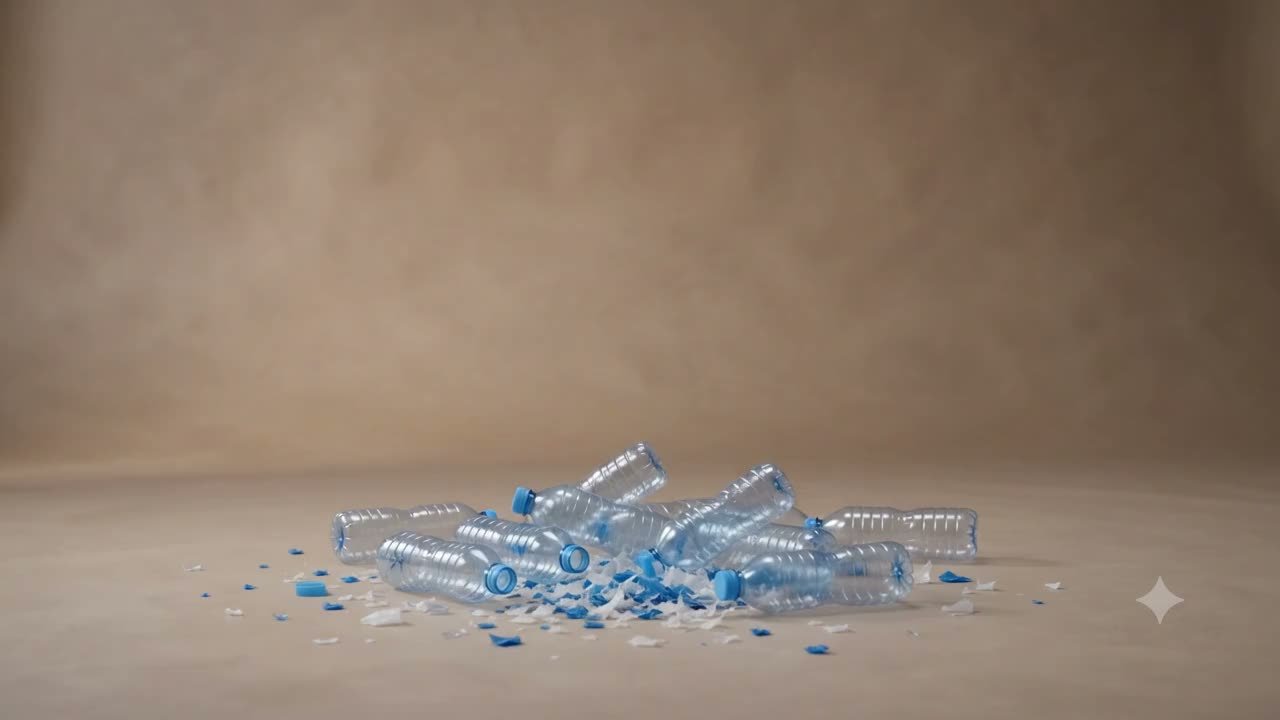 Pile of discarded plastic bottles, the raw material Chakra collects
